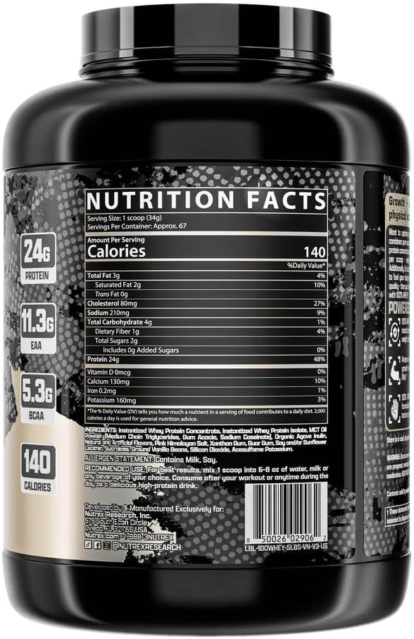 Nutrex Research Whey Protein Powder (Vanilla 5lb)