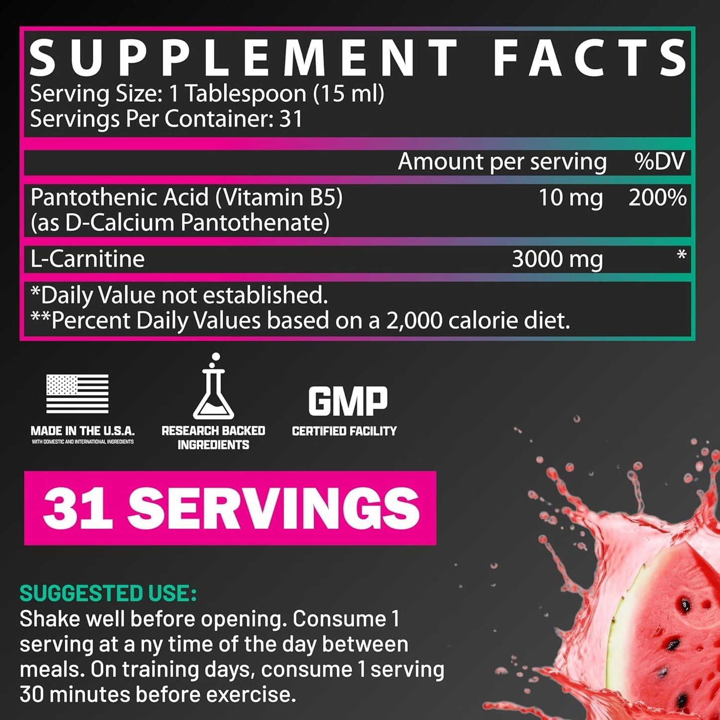 Nutrex Research Liquid Carnitine 3000 (Strawberry Watermelon 31srv)