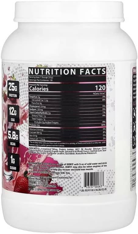Nutrex Research IsoFit Whey Protein Isolate (Strawberries & Cream 30srv)