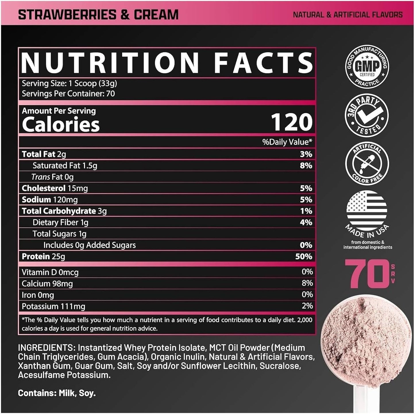 Nutrex Research IsoFit Whey Protein Isolate (Strawberries & Cream 30srv)