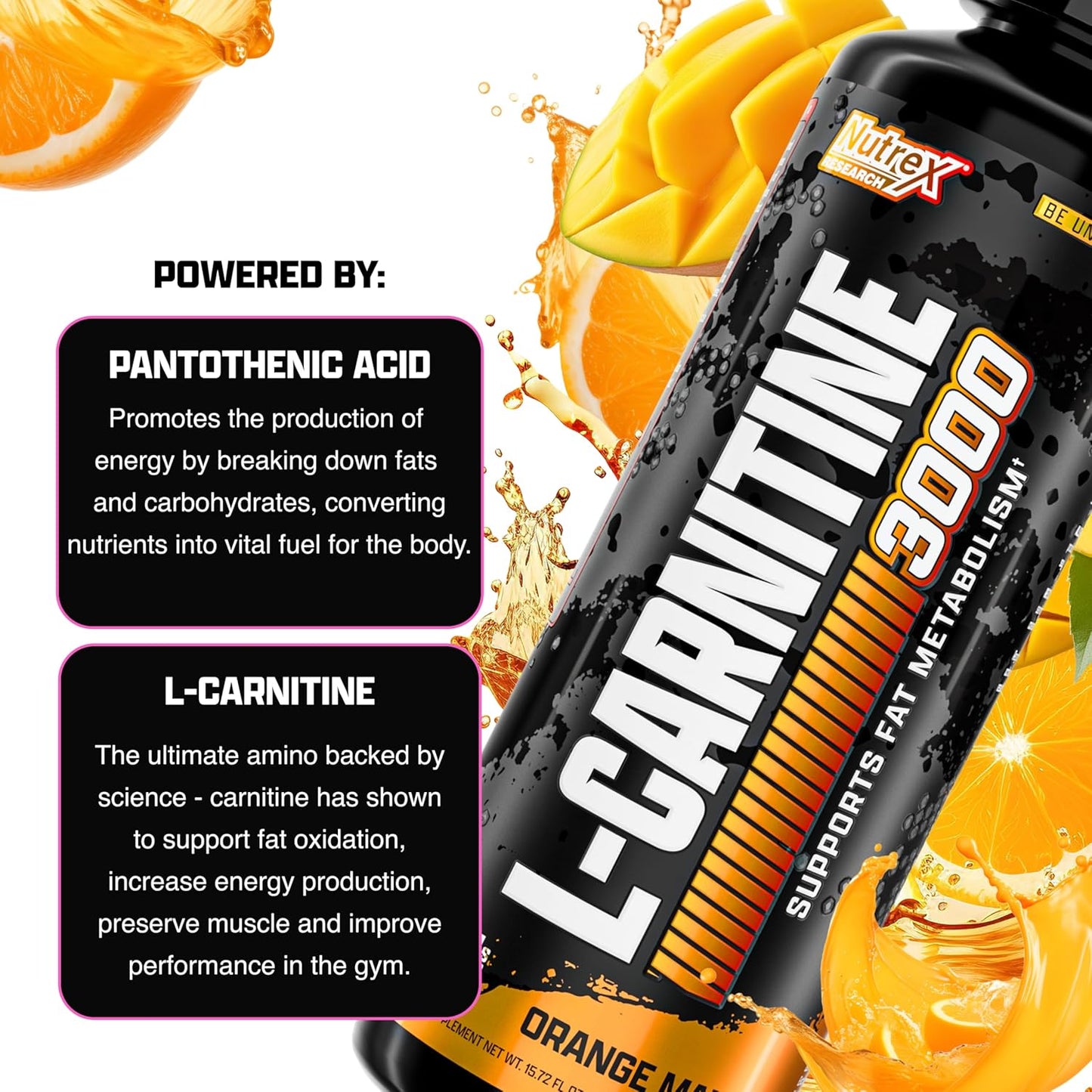 Nutrex Research Liquid Carnitine 3000 (Orange Mango 31srv)