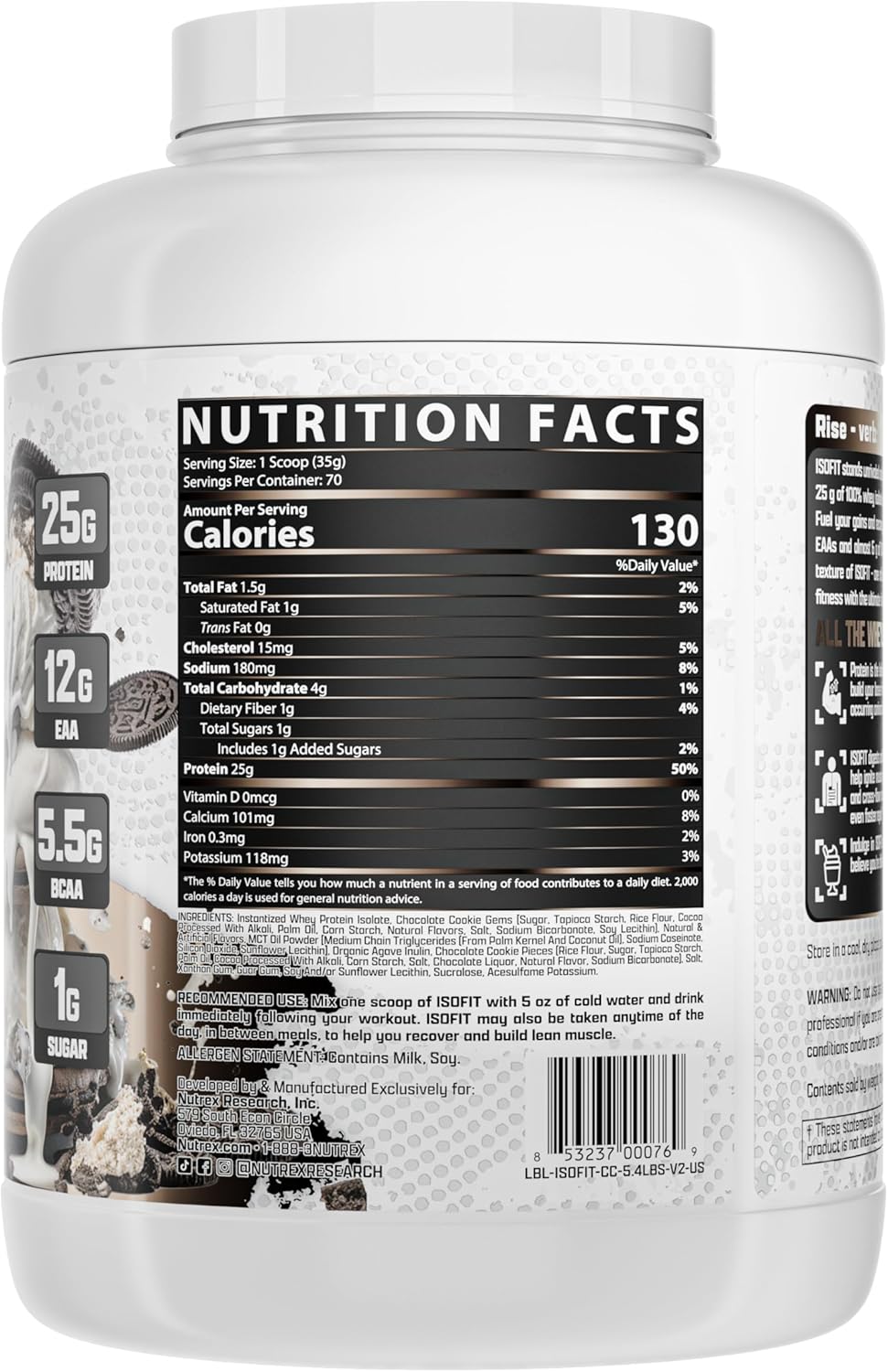 Nutrex Research IsoFit Whey Protein Isolate (Cookies & Cream 70srv)