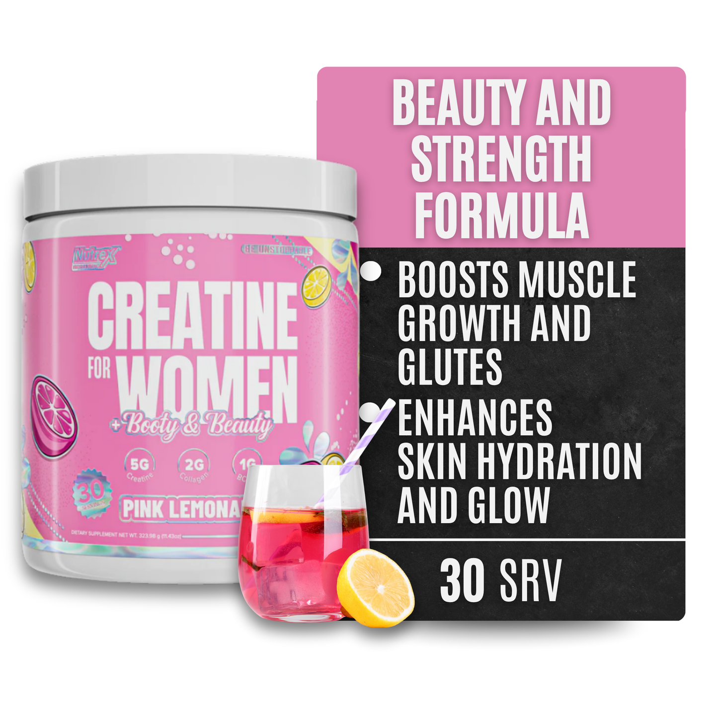 Nutrex Research Creatine for Women Booty & Beauty (Pink Lemonade)
