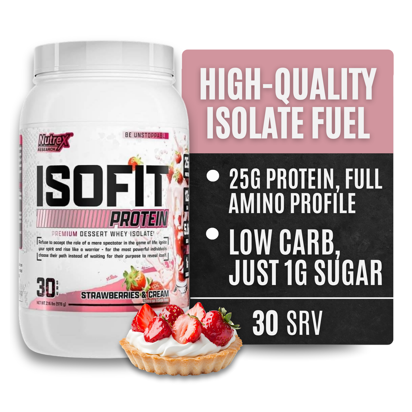 Nutrex Research IsoFit Whey Protein Isolate (Strawberries & Cream 30srv)