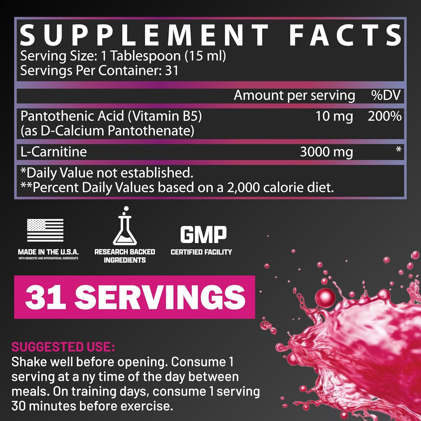 Nutrex Research Liquid Carnitine 3000 (Berry Blast 31srv)