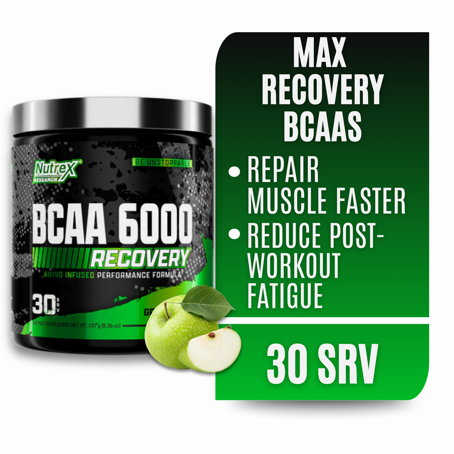 Nutrex Research BCAA 6000 Powder (Green Apple)