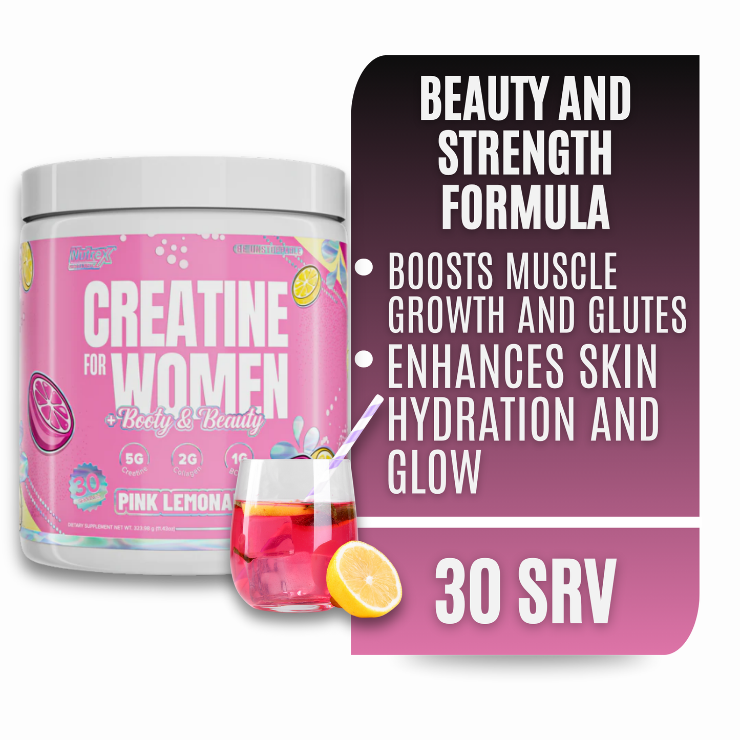 Nutrex Research Creatine for Women Booty & Beauty (Pink Lemonade)