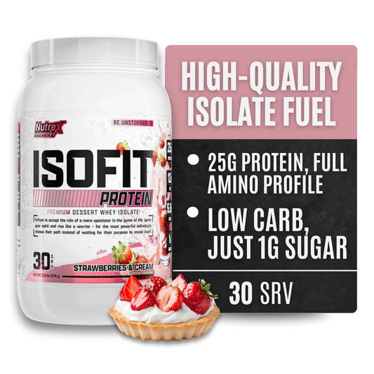 Nutrex Research IsoFit Whey Protein Isolate (Strawberries & Cream 30srv)