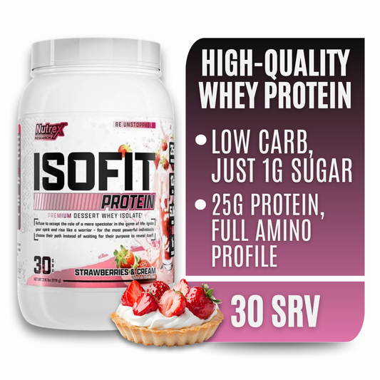 Nutrex Research IsoFit Whey Protein Isolate (Strawberries & Cream 30srv)