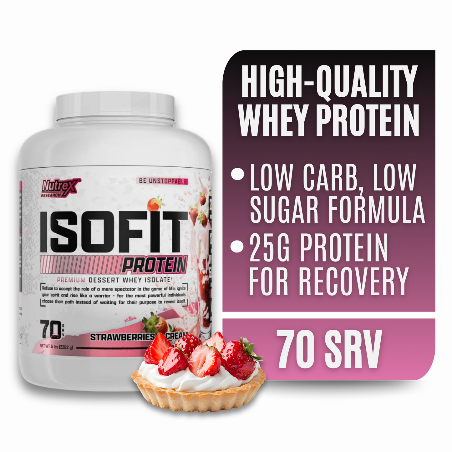 Nutrex Research IsoFit Whey Protein Isolate (Strawberries & Cream 70srv)