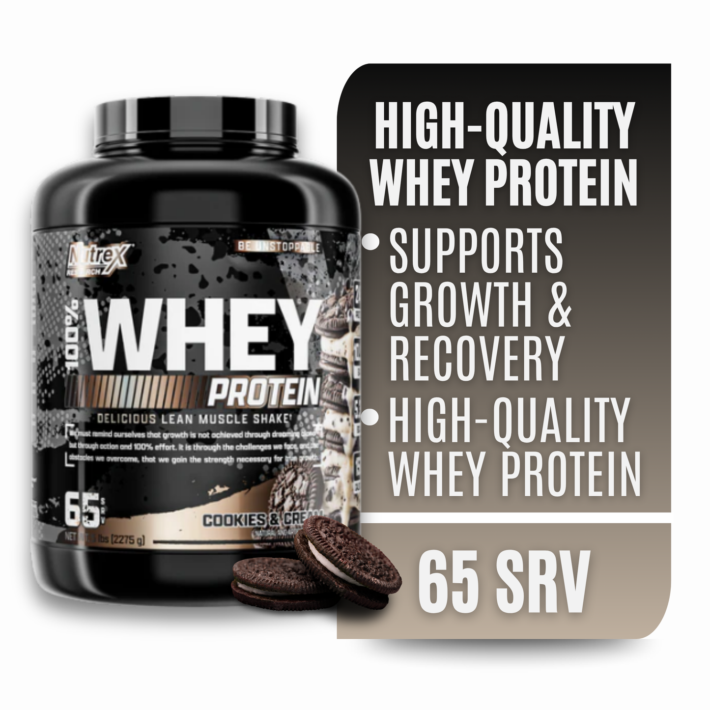 Nutrex Research Whey Protein Powder (Cookies & Cream 5lb)