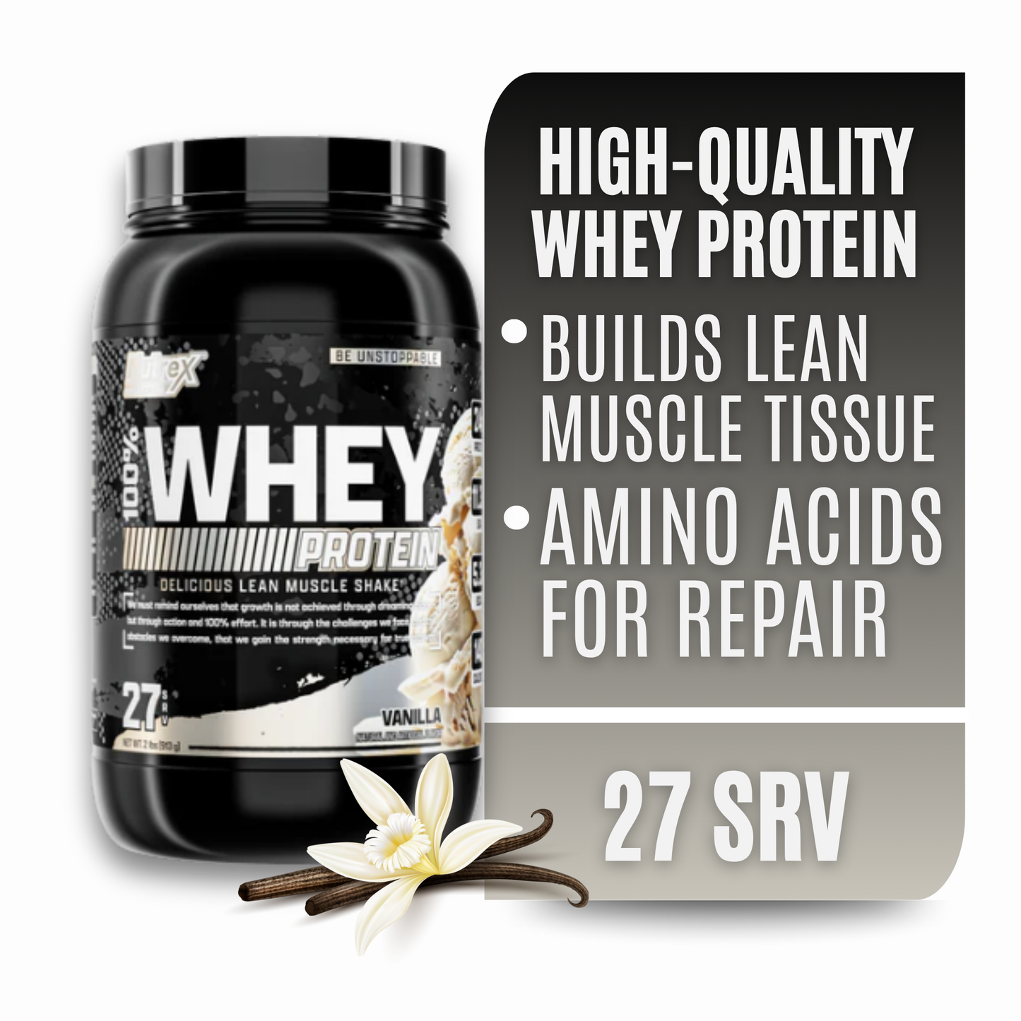 Nutrex Research Whey Protein Powder (Vanilla 2lb)